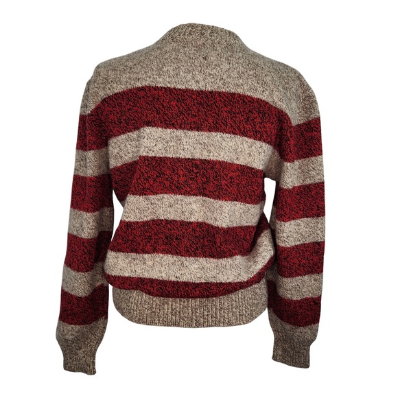 High Sierra Vintage Wool Pullover Sweater Mens Size L Oatmeal Red Striped - Picture 3 of 9
